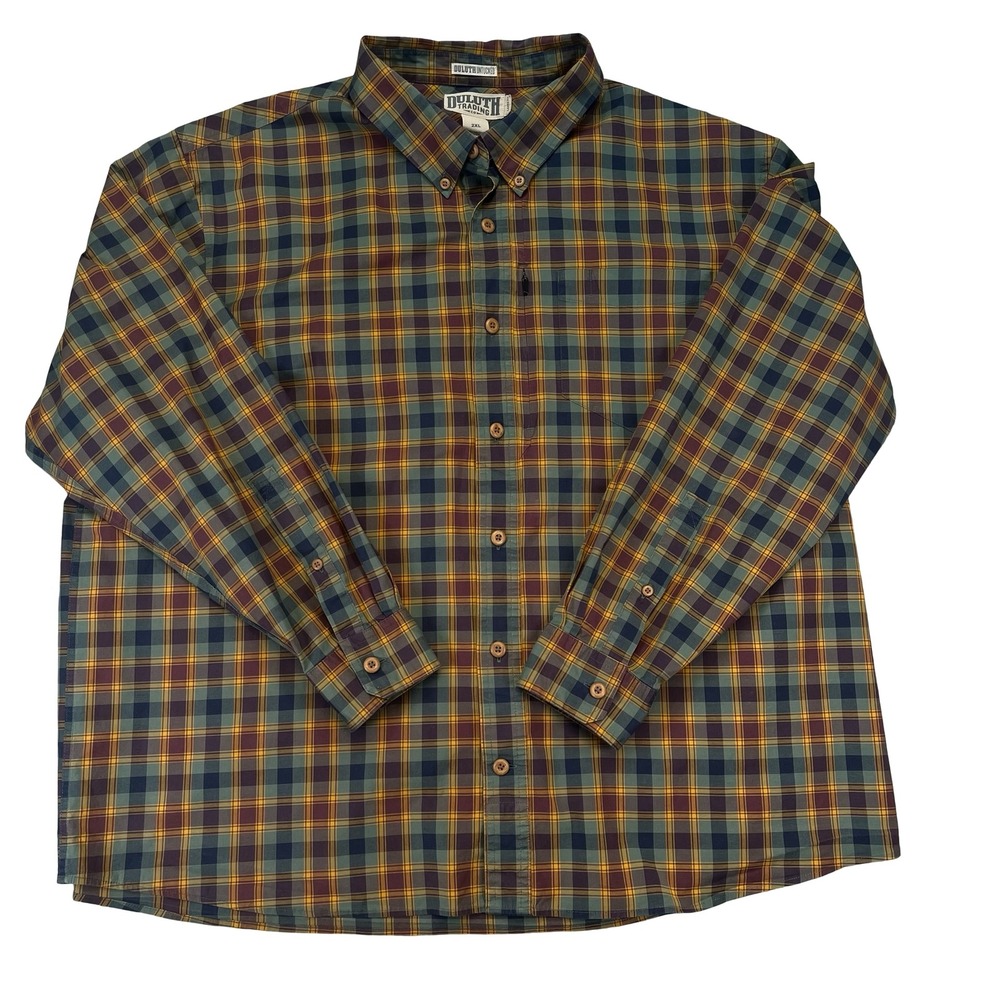 Duluth Mens Button Down Shirt Multicolor Plaid Untucked Relaxed Stretch 2XL